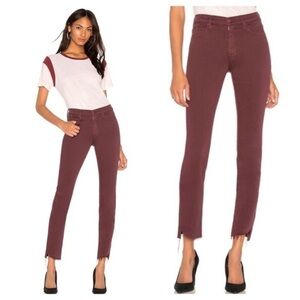 MOTHER Straight Leg Jeans in Burgundy